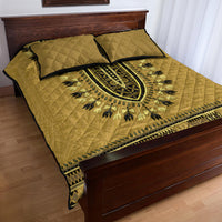 Gold African Dashiki With Fijian Tapa Pattern Quilt Bed Set