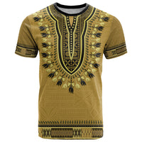Gold African Dashiki With Fijian Tapa Pattern T Shirt LT14 Gold - Polynesian Pride