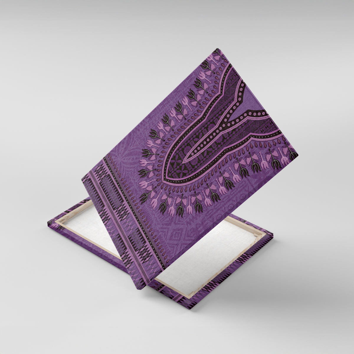 Purple African Dashiki With Fijian Tapa Pattern Canvas Wall Art