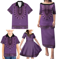 Purple African Dashiki With Fijian Tapa Pattern Family Matching Puletasi and Hawaiian Shirt LT14 - Polynesian Pride