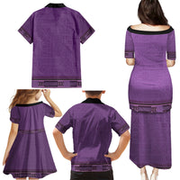 Purple African Dashiki With Fijian Tapa Pattern Family Matching Puletasi and Hawaiian Shirt LT14 - Polynesian Pride