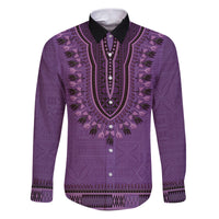 Purple African Dashiki With Fijian Tapa Pattern Family Matching Puletasi and Hawaiian Shirt LT14 Dad's Shirt - Long Sleeve Purple - Polynesian Pride