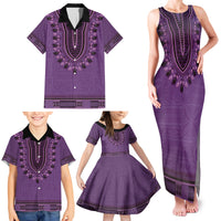 Purple African Dashiki With Fijian Tapa Pattern Family Matching Tank Maxi Dress and Hawaiian Shirt LT14 - Polynesian Pride