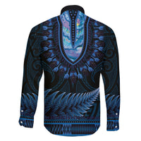 Blue African Dashiki With Aotearoa Maori Family Matching Puletasi and Hawaiian Shirt Paua Shell Mix Silver Fern LT14 - Polynesian Pride