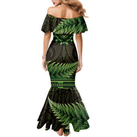 Lime Green African Dashiki With Aotearoa Maori Family Matching Mermaid Dress and Hawaiian Shirt Paua Shell Mix Silver Fern LT14 - Polynesian Pride