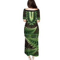 Lime Green African Dashiki With Aotearoa Maori Family Matching Puletasi and Hawaiian Shirt Paua Shell Mix Silver Fern LT14 - Polynesian Pride