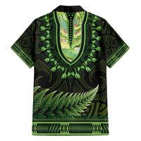 Lime Green African Dashiki With Aotearoa Maori Family Matching Summer Maxi Dress and Hawaiian Shirt Paua Shell Mix Silver Fern LT14 - Polynesian Pride