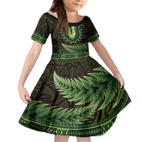 Lime Green African Dashiki With Aotearoa Maori Family Matching Tank Maxi Dress and Hawaiian Shirt Paua Shell Mix Silver Fern LT14 Daughter's Dress Lime Green - Polynesian Pride
