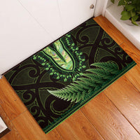Lime Green African Dashiki With Aotearoa Maori Rubber Doormat Paua Shell Mix Silver Fern LT14 Lime Green - Polynesian Pride