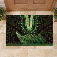 Lime Green African Dashiki With Aotearoa Maori Rubber Doormat Paua Shell Mix Silver Fern LT14 - Polynesian Pride