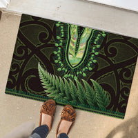 Lime Green African Dashiki With Aotearoa Maori Rubber Doormat Paua Shell Mix Silver Fern LT14 - Polynesian Pride
