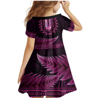 Pink African Dashiki With Aotearoa Maori Family Matching Mermaid Dress and Hawaiian Shirt Paua Shell Mix Silver Fern LT14 - Polynesian Pride