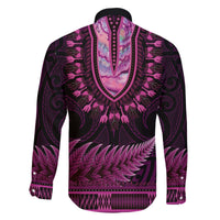 Pink African Dashiki With Aotearoa Maori Family Matching Tank Maxi Dress and Hawaiian Shirt Paua Shell Mix Silver Fern LT14 - Polynesian Pride