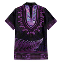 Purple African Dashiki With Aotearoa Maori Family Matching Summer Maxi Dress and Hawaiian Shirt Paua Shell Mix Silver Fern LT14 - Polynesian Pride