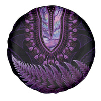 Purple African Dashiki With Aotearoa Maori Spare Tire Cover Paua Shell Mix Silver Fern LT14 - Polynesian Pride