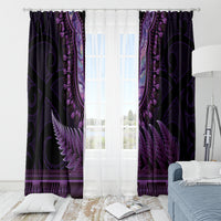 Purple African Dashiki With Aotearoa Maori Window Curtain Paua Shell Mix Silver Fern