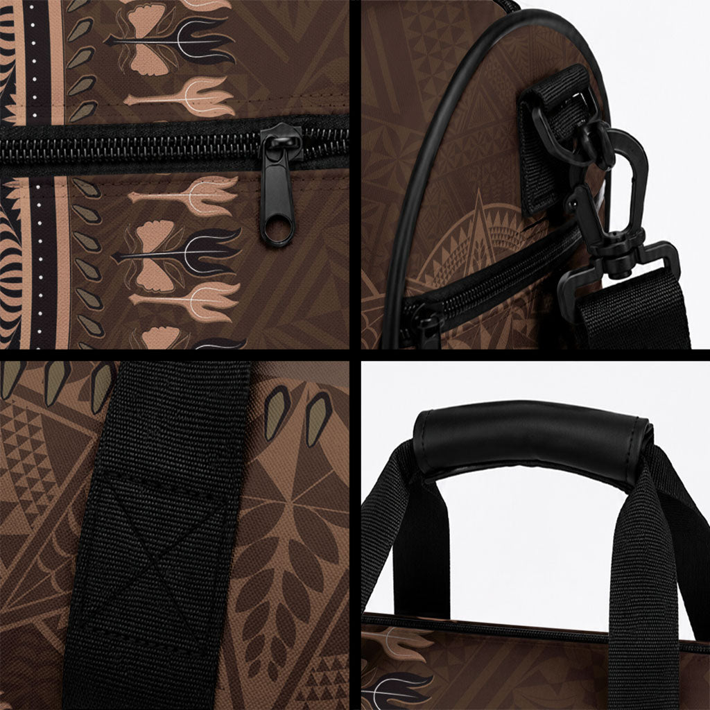 Brown African Dashiki With Tonga Ngatu Pattern Duffle Bag LT14 - Polynesian Pride