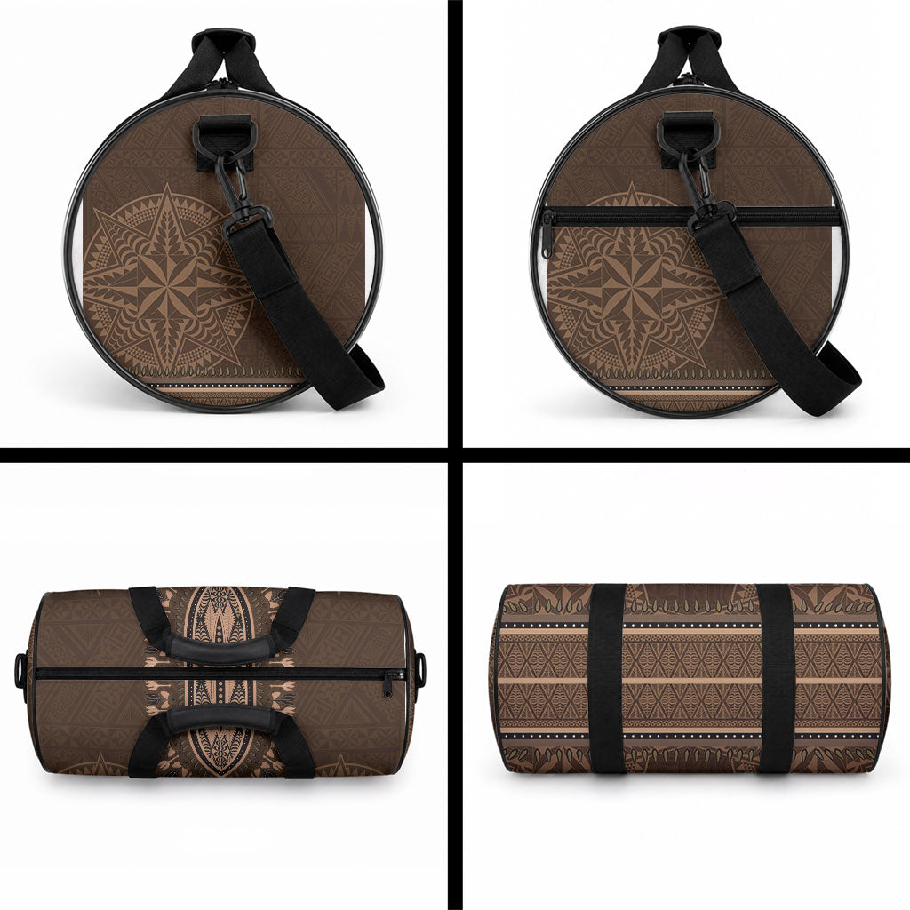 Brown African Dashiki With Tonga Ngatu Pattern Duffle Bag LT14 - Polynesian Pride