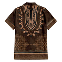 Brown African Dashiki With Tonga Ngatu Pattern Family Matching Short Sleeve Bodycon Dress and Hawaiian Shirt LT14 - Polynesian Pride