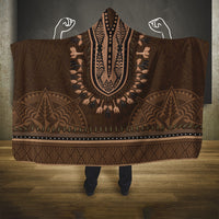Brown African Dashiki With Tonga Ngatu Pattern Hooded Blanket