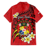 Personalised Tonga Emancipation Day Family Matching Off Shoulder Short Dress and Hawaiian Shirt Tongan Ngatu Pattern - Red Version LT14 - Polynesian Pride