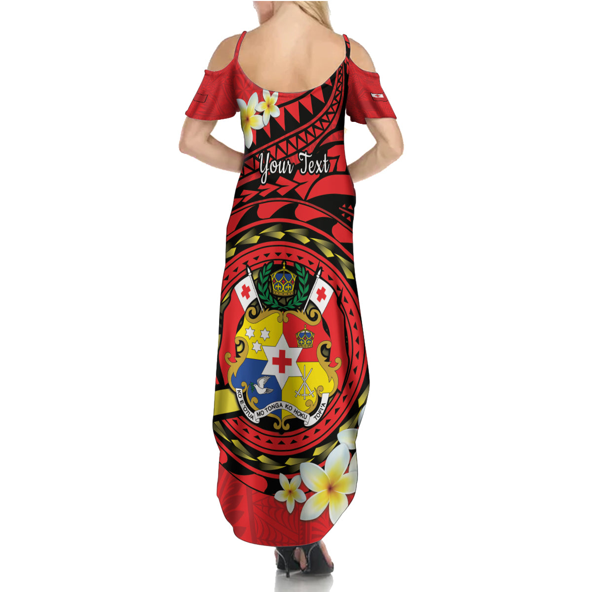 Personalised Tonga Emancipation Day Family Matching Summer Maxi Dress and Hawaiian Shirt Tongan Ngatu Pattern - Red Version LT14 - Polynesian Pride