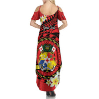 Personalised Tonga Emancipation Day Family Matching Summer Maxi Dress and Hawaiian Shirt Tongan Ngatu Pattern - Red Version LT14 - Polynesian Pride