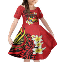 Personalised Tonga Emancipation Day Kid Short Sleeve Dress Tongan Ngatu Pattern - Red Version LT14 KID Red - Polynesian Pride