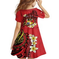Personalised Tonga Emancipation Day Kid Short Sleeve Dress Tongan Ngatu Pattern - Red Version LT14 - Polynesian Pride