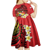 Personalised Tonga Emancipation Day Kid Short Sleeve Dress Tongan Ngatu Pattern - Red Version LT14 - Polynesian Pride