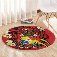 Personalised Tonga Emancipation Day Round Carpet Tongan Ngatu Pattern - Red Version