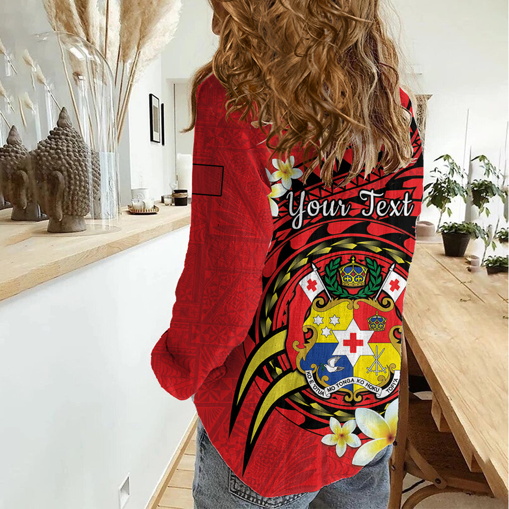 Personalised Tonga Emancipation Day Women Casual Shirt Tongan Ngatu Pattern - Red Version LT14 - Polynesian Pride