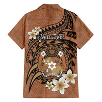 Personalised Tonga Emancipation Day Family Matching Off Shoulder Short Dress and Hawaiian Shirt Tongan Ngatu Pattern - Brown Version LT14 - Polynesian Pride