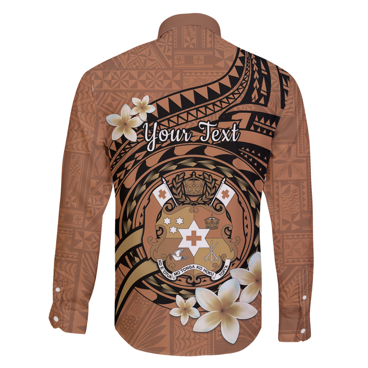 Personalised Tonga Emancipation Day Family Matching Off Shoulder Short Dress and Hawaiian Shirt Tongan Ngatu Pattern - Brown Version LT14 - Polynesian Pride