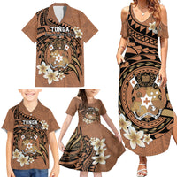 Personalised Tonga Emancipation Day Family Matching Summer Maxi Dress and Hawaiian Shirt Tongan Ngatu Pattern - Brown Version LT14 - Polynesian Pride
