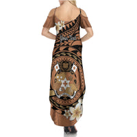Personalised Tonga Emancipation Day Family Matching Summer Maxi Dress and Hawaiian Shirt Tongan Ngatu Pattern - Brown Version LT14 - Polynesian Pride