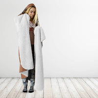 Personalised Tonga Emancipation Day Hooded Blanket Tongan Ngatu Pattern - Brown Version