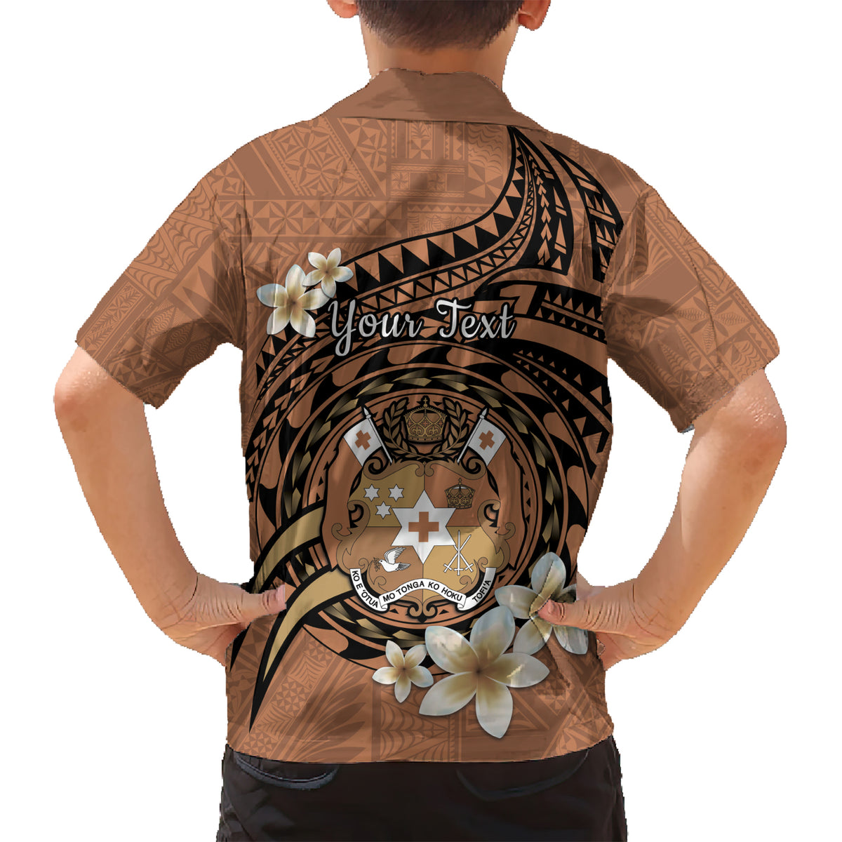 Personalised Tonga Emancipation Day Kid Hawaiian Shirt Tongan Ngatu Pattern - Brown Version LT14 - Polynesian Pride