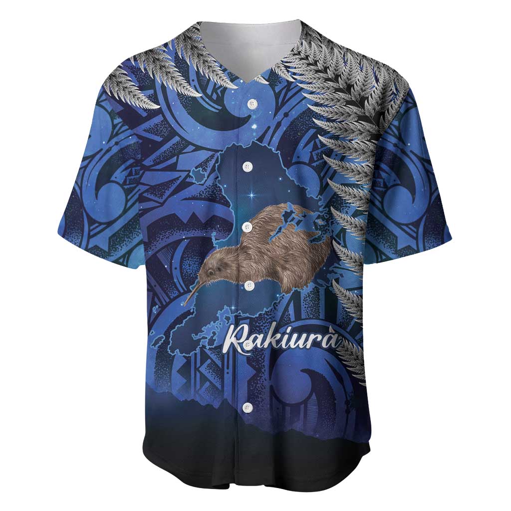 New Zealand Stewart Island Baseball Jersey Rakiura Kiwi Maori Glowing Sky LT14 Blue - Polynesian Pride