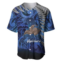 New Zealand Stewart Island Baseball Jersey Rakiura Kiwi Maori Glowing Sky LT14 Blue - Polynesian Pride