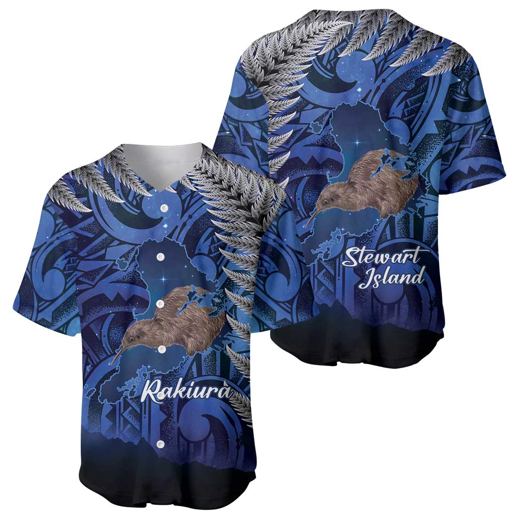 New Zealand Stewart Island Baseball Jersey Rakiura Kiwi Maori Glowing Sky LT14 - Polynesian Pride