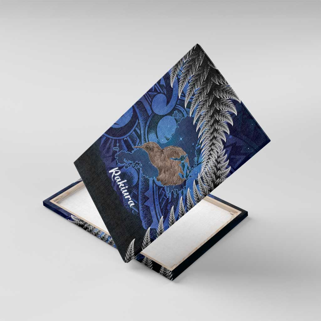 New Zealand Stewart Island Canvas Wall Art Rakiura Kiwi Maori Glowing Sky LT14 With Frame Blue - Polynesian Pride