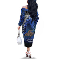 New Zealand Stewart Island Family Matching Off The Shoulder Long Sleeve Dress and Hawaiian Shirt Rakiura Kiwi Maori Glowing Sky LT14 - Polynesian Pride