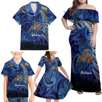 New Zealand Stewart Island Family Matching Off Shoulder Maxi Dress and Hawaiian Shirt Rakiura Kiwi Maori Glowing Sky LT14 - Polynesian Pride