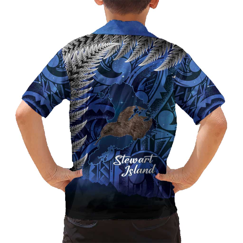 New Zealand Stewart Island Family Matching Short Sleeve Bodycon Dress and Hawaiian Shirt Rakiura Kiwi Maori Glowing Sky LT14 - Polynesian Pride