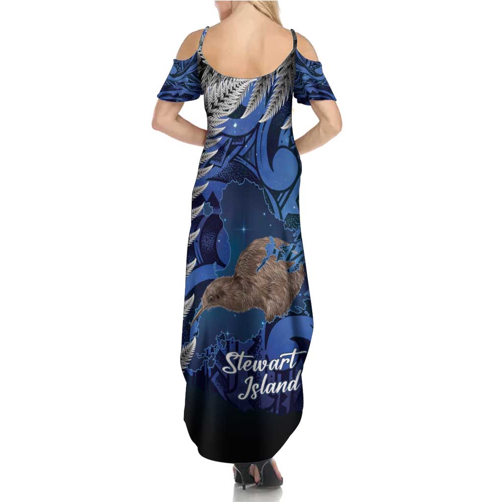 New Zealand Stewart Island Family Matching Summer Maxi Dress and Hawaiian Shirt Rakiura Kiwi Maori Glowing Sky LT14 - Polynesian Pride
