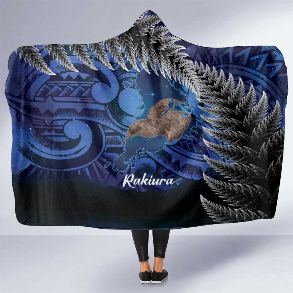 New Zealand Stewart Island Hooded Blanket Rakiura Kiwi Maori Glowing Sky LT14 One Size Blue - Polynesian Pride