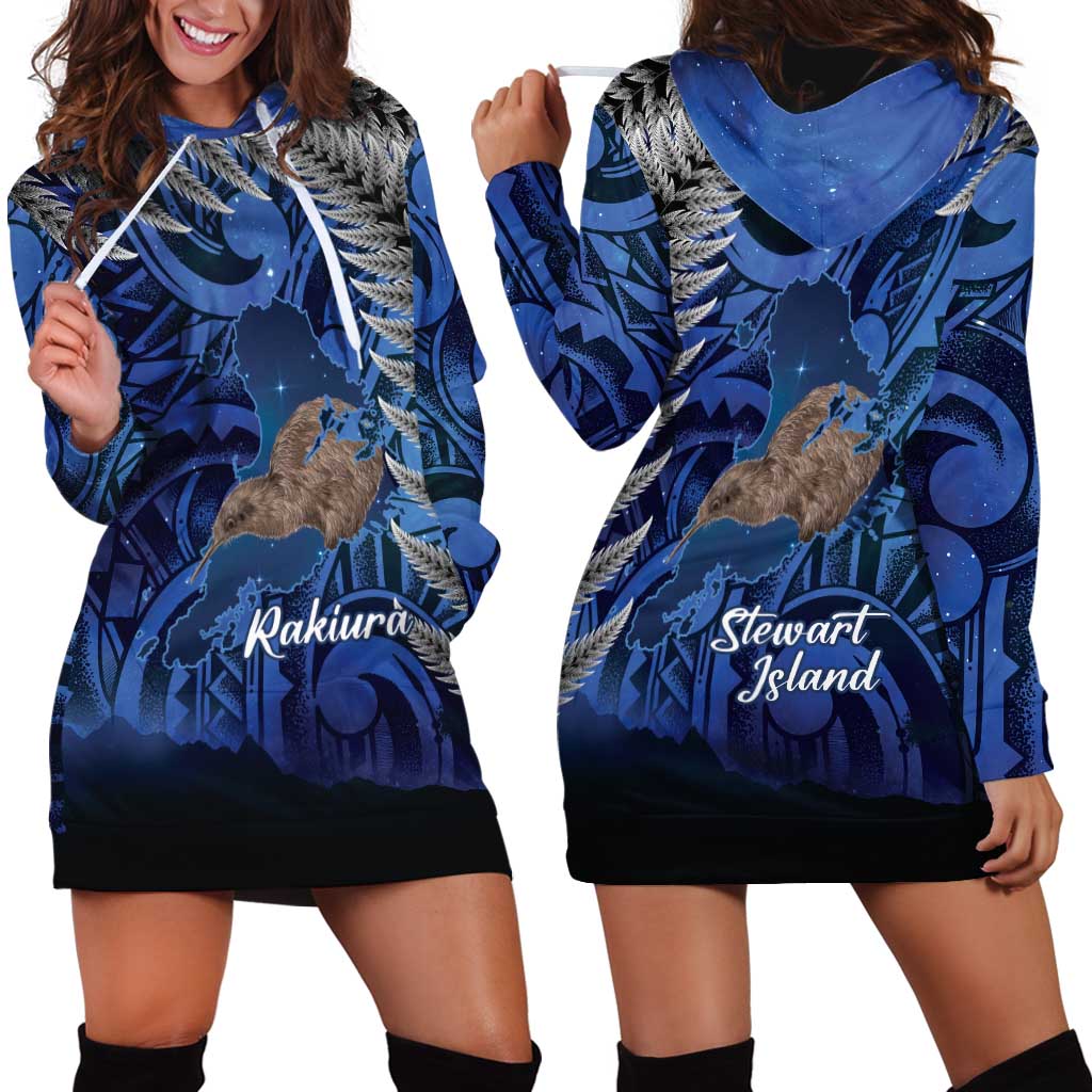 New Zealand Stewart Island Hoodie Dress Rakiura Kiwi Maori Glowing Sky LT14 - Polynesian Pride