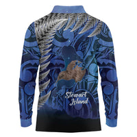 New Zealand Stewart Island Long Sleeve Polo Shirt Rakiura Kiwi Maori Glowing Sky LT14 - Polynesian Pride