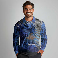 New Zealand Stewart Island Long Sleeve Polo Shirt Rakiura Kiwi Maori Glowing Sky LT14 - Polynesian Pride